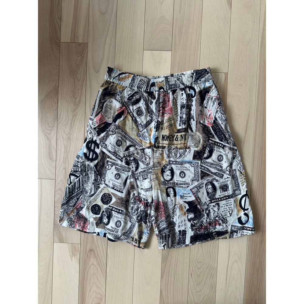 Vintage Money Print Shorts Size M – Graphic Y2K Streetwear Statement - Picture 2 of 6